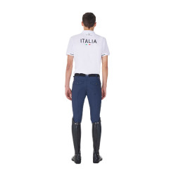 Polo de treino masculino Equestro x FISE três botões manga curta Branco