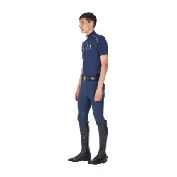 Polo de treino masculino Equestro x FISE com zíper, bandeira italiana, mangas curtas Blazer marinho Azul-marinho