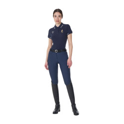 Pólo de treino feminino Equestro x FISE três botões mangas curtas Blazer marinho Azul-marinho Pólo de treino feminino Equestro x FISE três botões mangas curtas Blazer marinho Azul-marinho