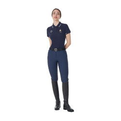 Pólo de treino feminino Equestro x FISE três botões mangas curtas Blazer marinho Azul-marinho Pólo de treino feminino Equestro x FISE três botões mangas curtas Blazer marinho Azul-marinho