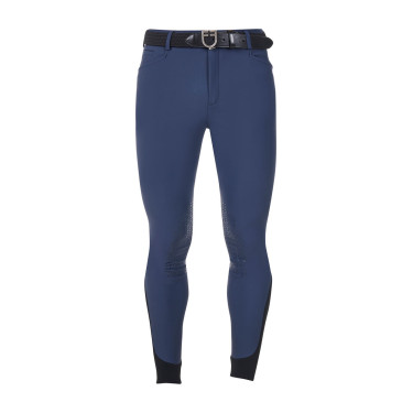 Calças de equitação masculinas Equestro x FISE com grip nos joelhos Blazer marinho Azul-marinho