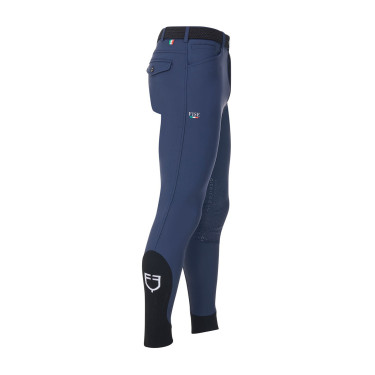 Calças de equitação masculinas Equestro x FISE com grip nos joelhos Blazer marinho Azul-marinho