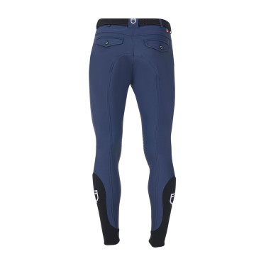 Calças de equitação masculinas Equestro x FISE com grip nos joelhos Blazer marinho Azul-marinho