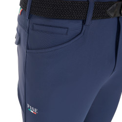 Calças de equitação masculinas Equestro x FISE com grip nos joelhos Blazer marinho Azul-marinho