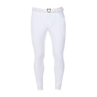 Calças de equitação masculinas Equestro x FISE full grip Branco Calças de equitação masculinas Equestro x FISE full grip Branco