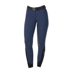 Calças de equitação femininas Equestro x FISE com grip nos joelhos Blazer marinho Azul-marinho