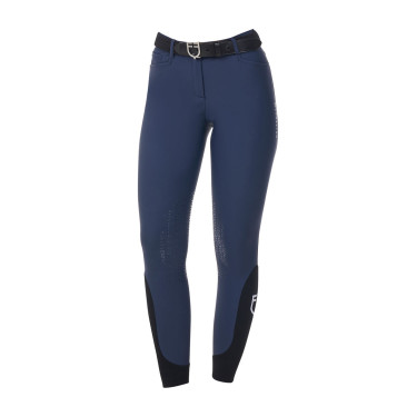 Calças de equitação femininas Equestro x FISE com grip nos joelhos Blazer marinho Azul-marinho