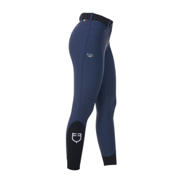 Calças de equitação femininas Equestro x FISE com grip nos joelhos Blazer marinho Azul-marinho