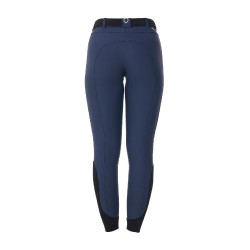 Calças de equitação femininas Equestro x FISE com grip nos joelhos Blazer marinho Azul-marinho