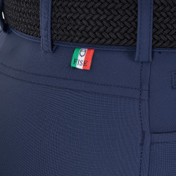 Calças de equitação femininas Equestro x FISE com grip nos joelhos Blazer marinho Azul-marinho