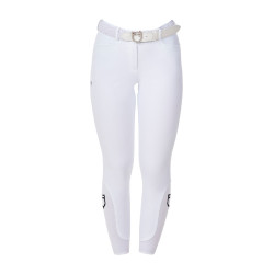 Calças de equitação femininas Equestro x FISE com grip nos joelhos Branco