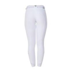 Calças de equitação femininas Equestro x FISE com grip nos joelhos Branco