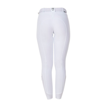 Calças de equitação femininas Equestro x FISE com grip nos joelhos Branco