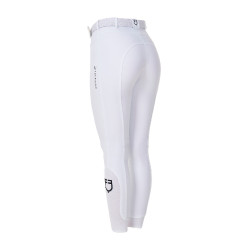 Calças de equitação femininas Equestro x FISE com grip nos joelhos Branco