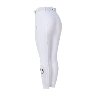 Calças de equitação femininas Equestro x FISE com grip nos joelhos Branco