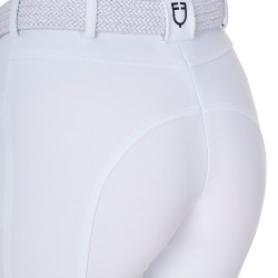 Calças de equitação femininas Equestro x FISE com grip nos joelhos Branco