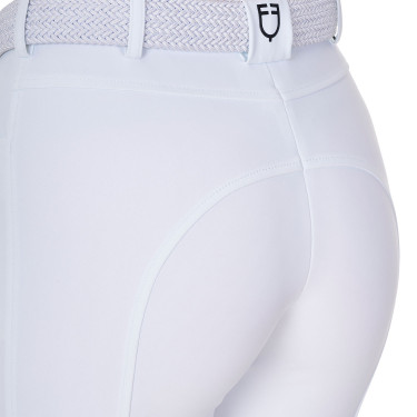 Calças de equitação femininas Equestro x FISE com grip nos joelhos Branco