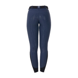 Calças de equitação femininas Equestro x FISE com full grip Blazer marinho Azul-marinho