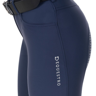 Calças de equitação femininas Equestro x FISE com full grip Blazer marinho Azul-marinho