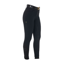 Calças de equitação femininas Equestro com grip nos joelhos, cintura alta, forradas em polar Preto