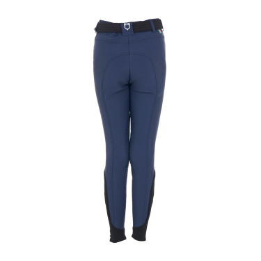 Calças de equitação infantis unissexo Equestro x FISE com grip nos joelhos Blazer marinho Azul-marinho