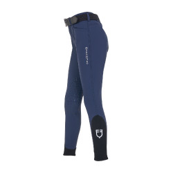Calças de equitação infantis unissexo Equestro x FISE com grip nos joelhos Blazer marinho Azul-marinho