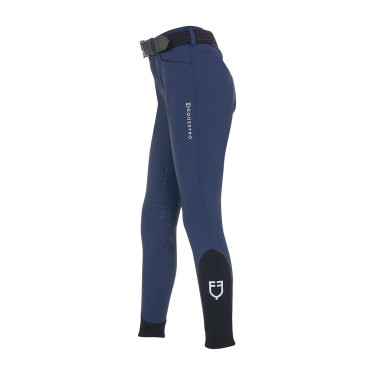 Calças de equitação infantis unissexo Equestro x FISE com grip nos joelhos Blazer marinho Azul-marinho