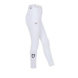 Calças de equitação infantis unissexo Equestro x FISE com grip nos joelhos Branco