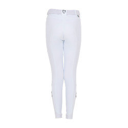Calças de equitação infantis unissexo Equestro x FISE com grip nos joelhos Branco