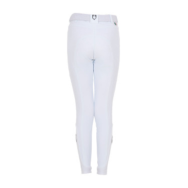 Calças de equitação infantis unissexo Equestro x FISE com grip nos joelhos Branco