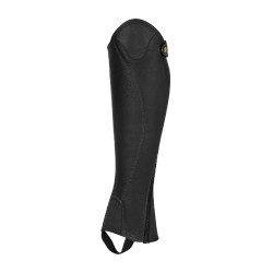 Mini-chaps unissexo Equestro em couro macio com zíper lateral Preto Mini-chaps unissexo Equestro em couro macio com zíper lateral Preto