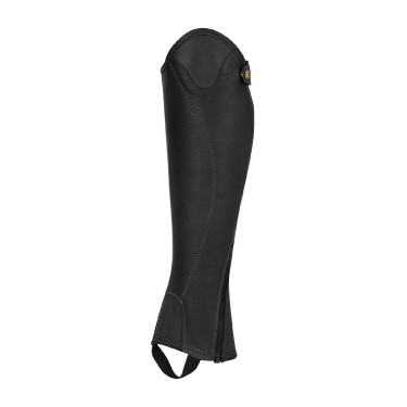Mini-chaps unissexo Equestro em couro macio com zíper lateral Preto Mini-chaps unissexo Equestro em couro macio com zíper lateral Preto