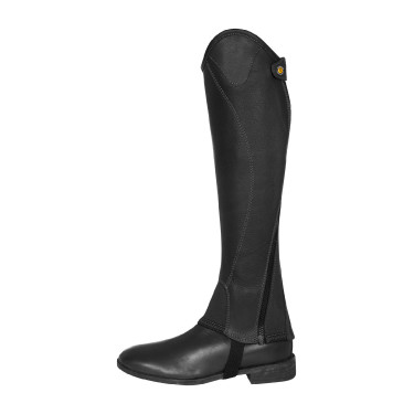 Mini-chaps unissexo Equestro em couro macio com zíper lateral Preto Mini-chaps unissexo Equestro em couro macio com zíper lateral Preto