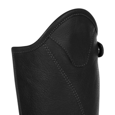 Mini-chaps unissexo Equestro em couro macio com zíper lateral Preto Mini-chaps unissexo Equestro em couro macio com zíper lateral Preto