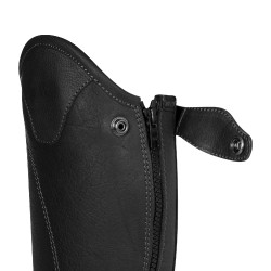 Mini-chaps unissexo Equestro em couro macio com zíper lateral Preto Mini-chaps unissexo Equestro em couro macio com zíper lateral Preto