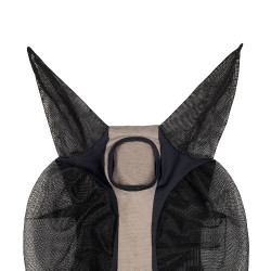 Máscara anti-moscas Equestro bicolor em malha Antracite / flanela cinzenta Bege