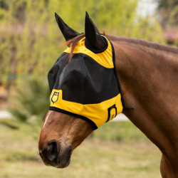 Máscara anti-moscas Equestro com logótipo frontal Amarelo Máscara anti-moscas Equestro com logótipo frontal Amarelo