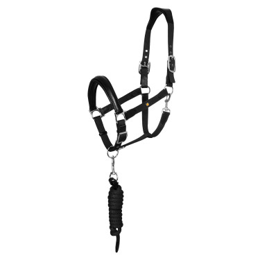 Cabeçada ergonómica Equestro com inserções em couro Preto / preto Cabeçada ergonómica Equestro com inserções em couro Preto / preto
