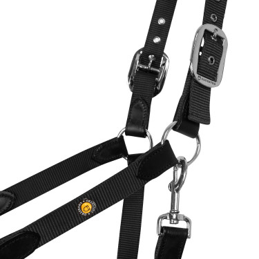 Cabeçada ergonómica Equestro com inserções em couro Preto / preto Cabeçada ergonómica Equestro com inserções em couro Preto / preto