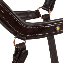 Cabo de cabresto em couro liso Equestro com fivelas em rose gold Castanho escuro