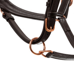 Cabo de cabresto em couro liso Equestro com fivelas em rose gold Castanho escuro