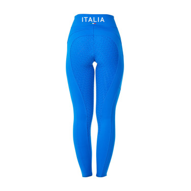 Legging feminino Equestro x FISE full grip corte slim Azul da Savoia