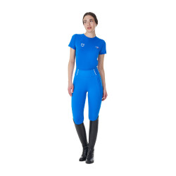 Legging feminino Equestro x FISE full grip corte slim Azul da Savoia