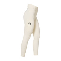Legging feminino Equestro de cintura alta com passantes para cinto Branco antigo Bege