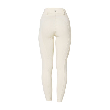 Legging feminino Equestro de cintura alta com passantes para cinto Branco antigo Bege