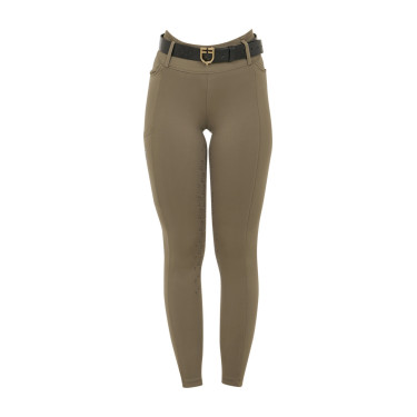 Legging feminino Equestro de cintura alta com passantes para cinto Noz Castanho Legging feminino Equestro de cintura alta com passantes para cinto Noz Castanho