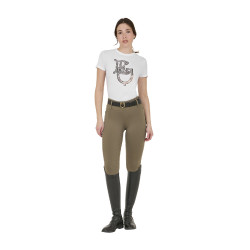 Legging feminino Equestro de cintura alta com passantes para cinto Noz Castanho Legging feminino Equestro de cintura alta com passantes para cinto Noz Castanho