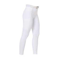 Legging feminino Equestro de cintura alta com passantes para cinto Branco