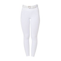 Legging feminino Equestro de cintura alta com passantes para cinto Branco