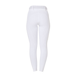 Legging feminino Equestro de cintura alta com passantes para cinto Branco